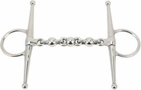 PerGar Stainless Steel Snaffle Bit, 135mm Horse Mouth Bit, Full Cheek Snaffle Bit with Ball Chain, Anti Biting Loose Ring Snaffle, Horse Snaffle Bit for Horse Farm Outdoor Training