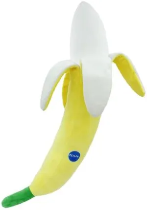 Pet Lou Banana Shaped Dog Toy, 29-inches Height, White and Yellow, Squeak Toy, Plush, Pet Toys and Supplies