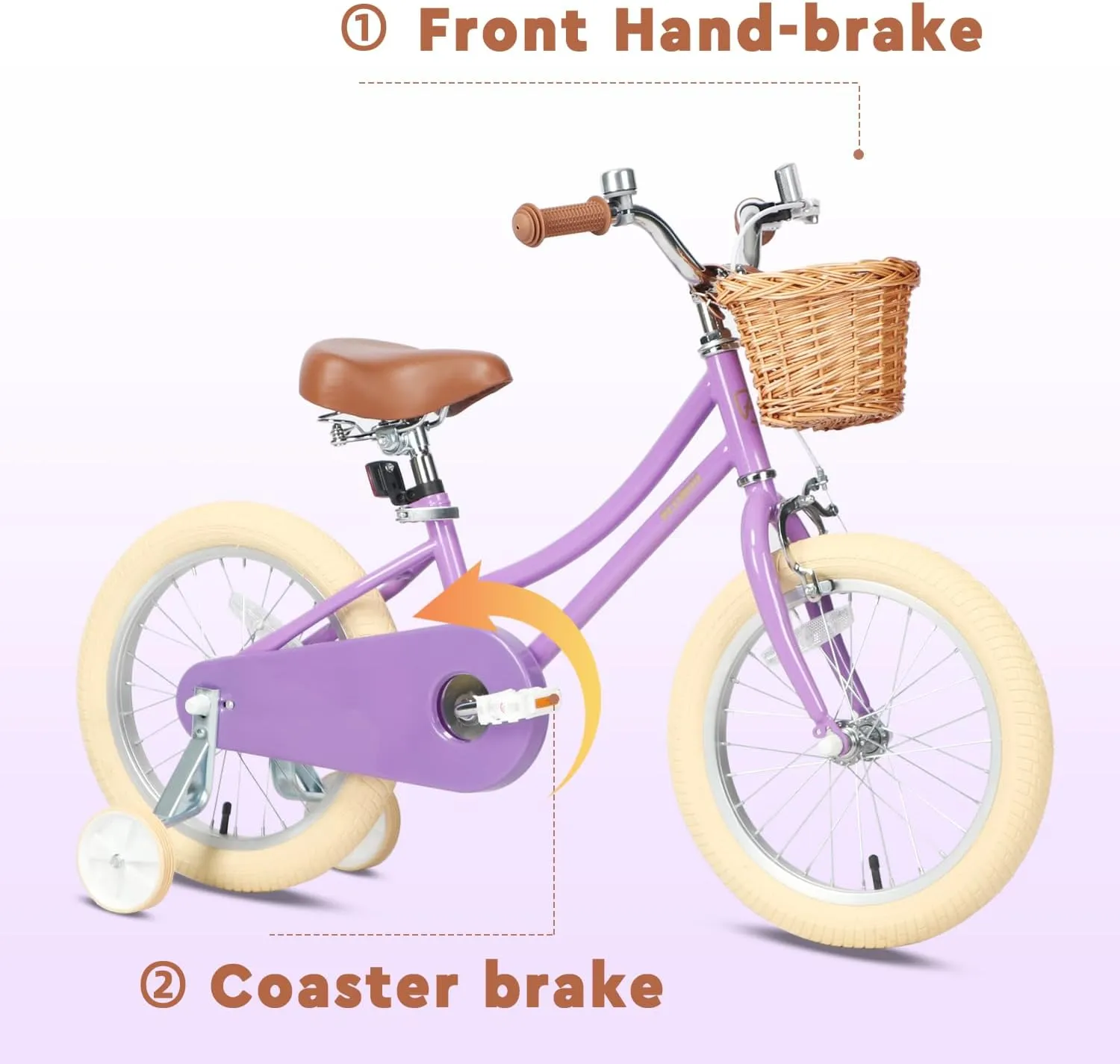 Petimini Girls Bike with Basket for 2-12 Years Old Kids, 12 14 16 18 20 Inch Bicycle with Bell Training Wheels, Multiple Colors