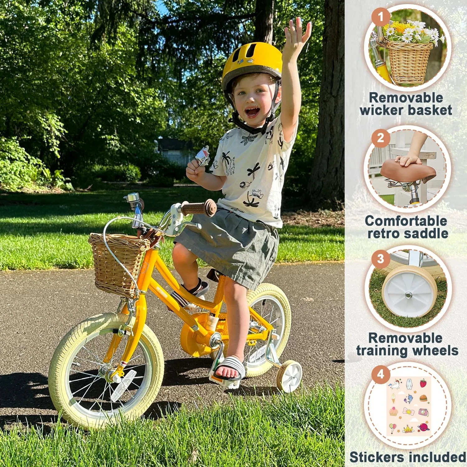 Petimini Girls Bike with Basket for 2-12 Years Old Kids, 12 14 16 18 20 Inch Bicycle with Bell Training Wheels, Multiple Colors