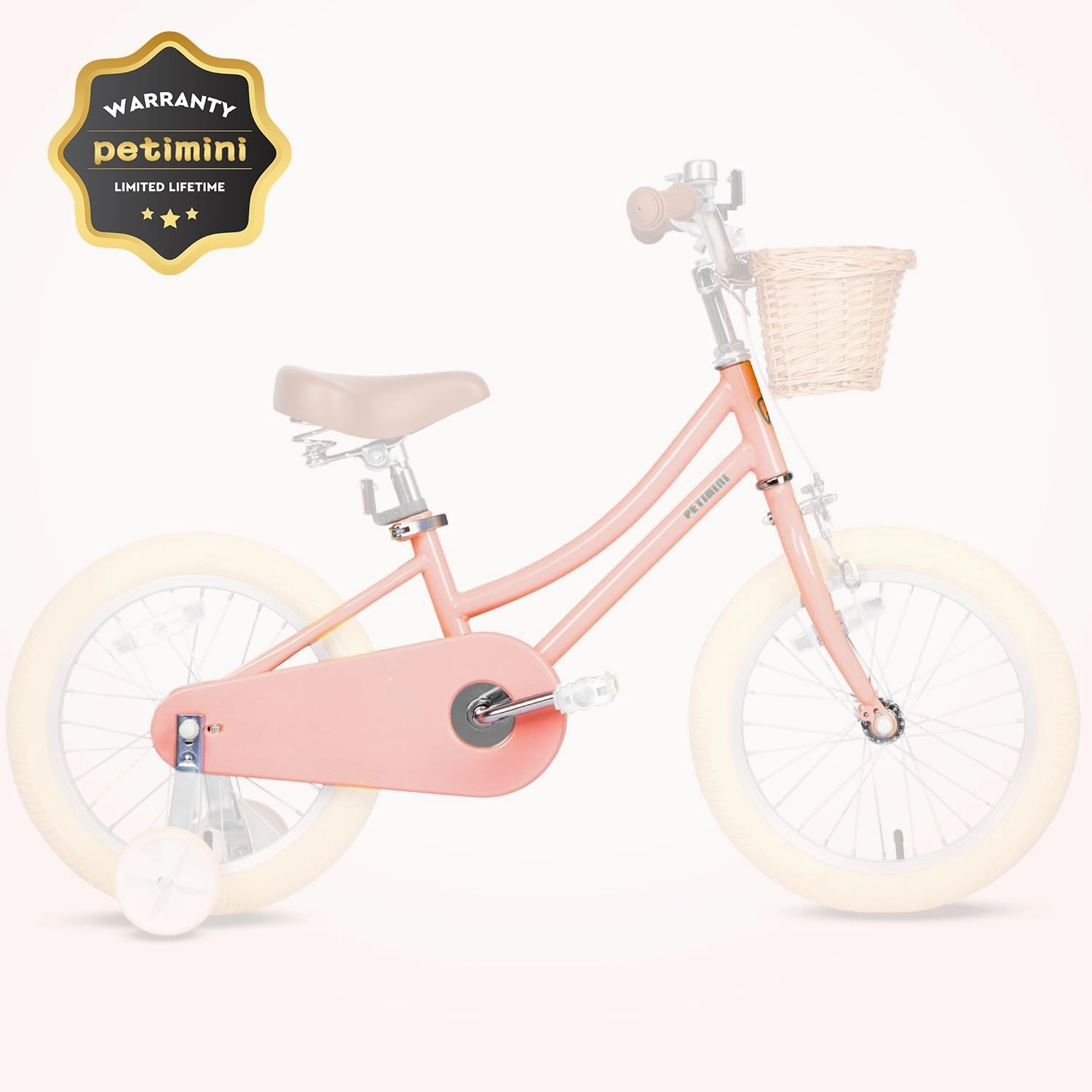 Petimini Girls Bike with Basket for 2-12 Years Old Kids, 12 14 16 18 20 Inch Bicycle with Bell Training Wheels, Multiple Colors