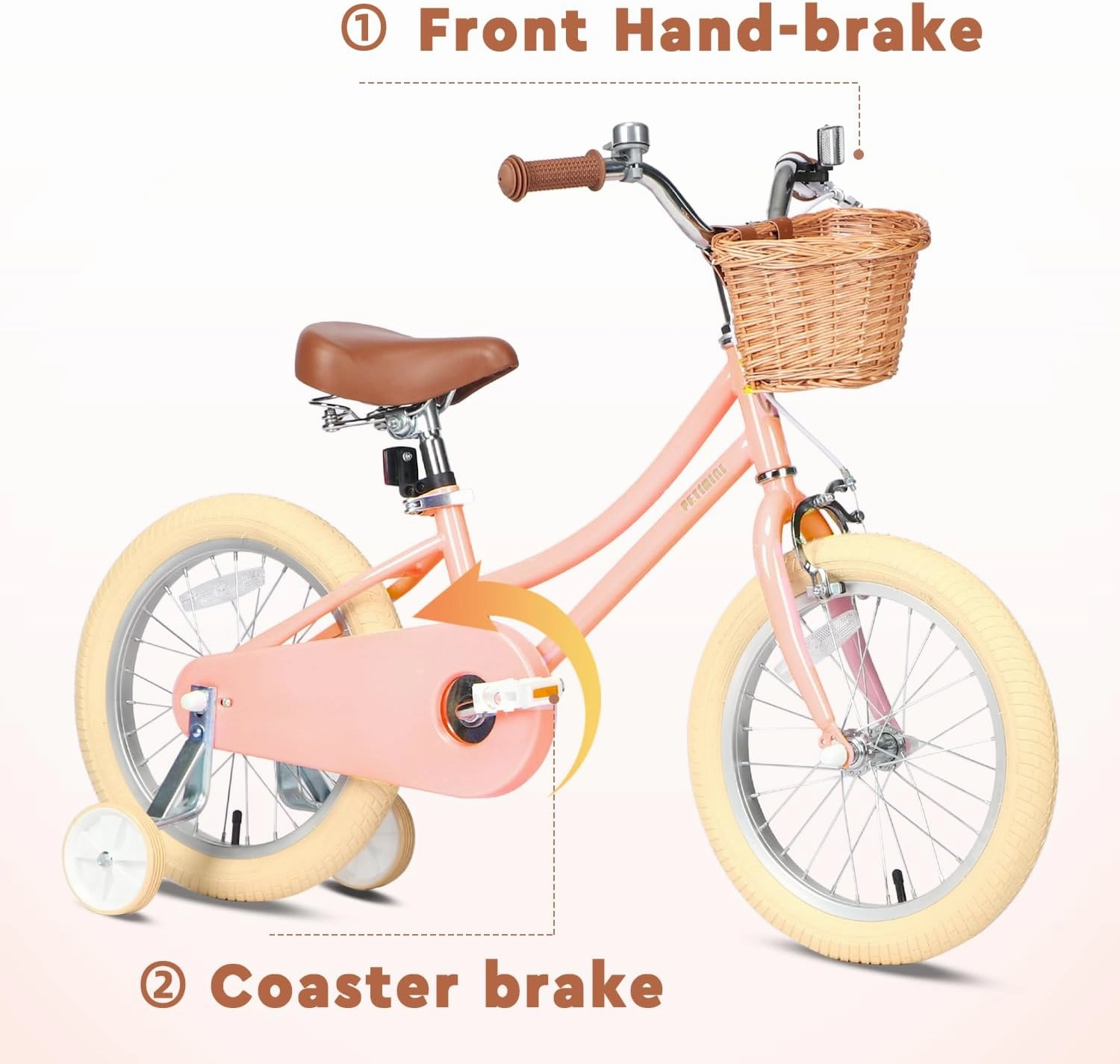 Petimini Girls Bike with Basket for 2-12 Years Old Kids, 12 14 16 18 20 Inch Bicycle with Bell Training Wheels, Multiple Colors