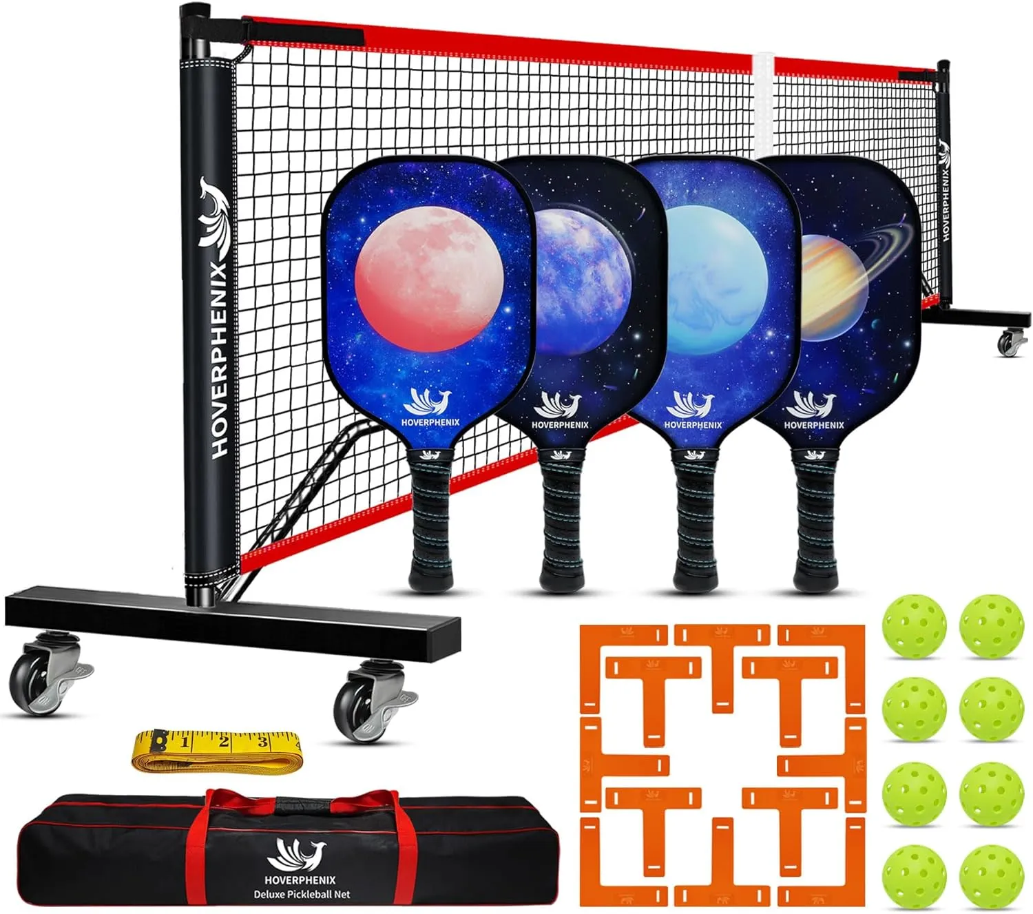 Pickleball Net for Driveway, Portable Pickleball Net System with Regualtion Size 22FT Pickle Ball Net, Outdoor Pickleballs, Carry Bag, Weather Resistant Metal Frame
