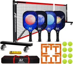 Pickleball Net for Driveway, Portable Pickleball Net System with Regualtion Size 22FT Pickle Ball Net, Outdoor Pickleballs, Carry Bag, Weather Resistant Metal Frame