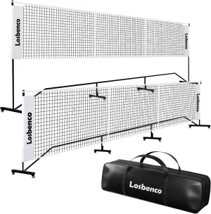 Pickleball Net with Wheels Court Lines, Metal Frame & Regulation Size 22FT, 6-in-1 Adjustable Portable Net for Playing Pickleball, Tennis, Volleyball & Soccer Backyard Games