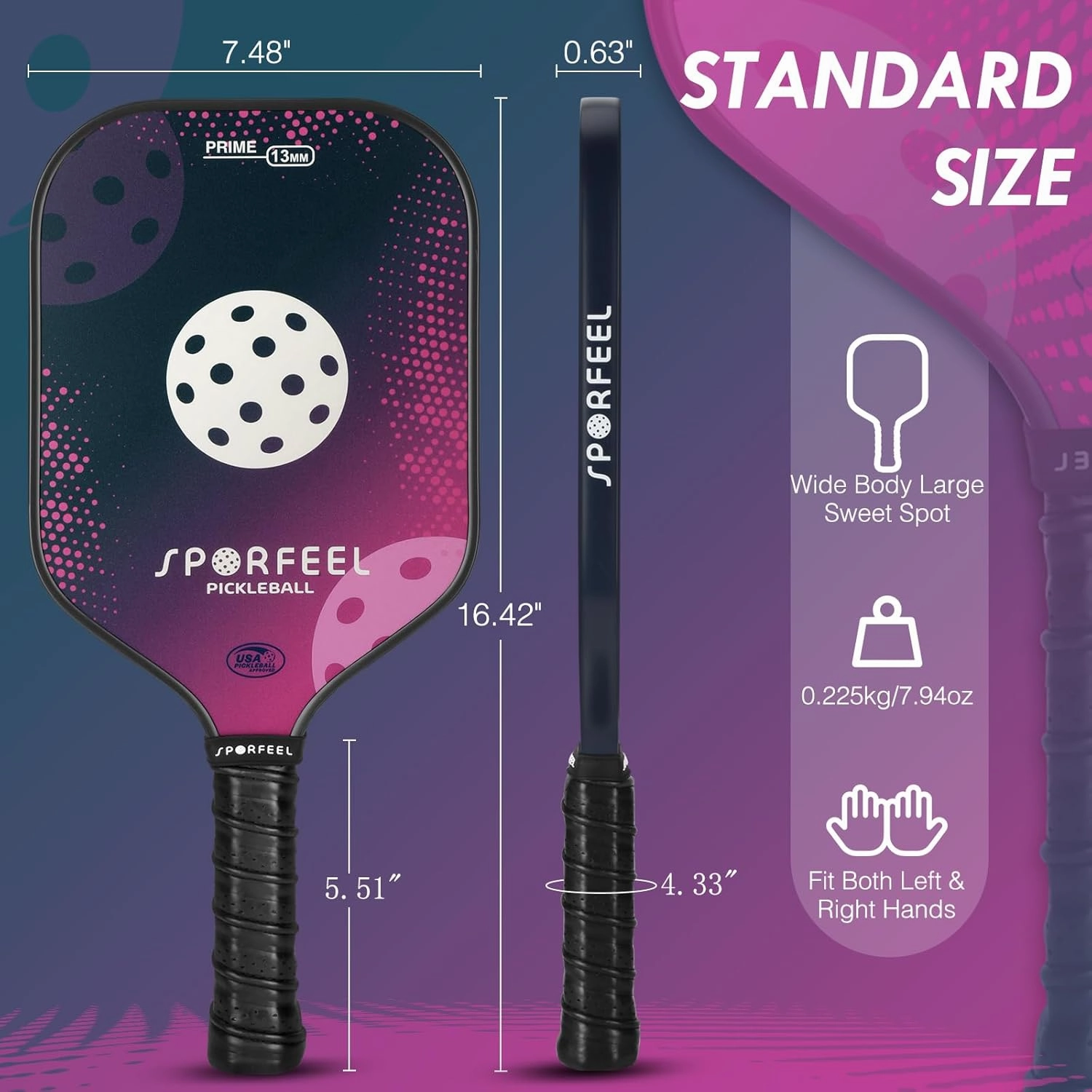 Pickleball Paddles, USAPA Approved Fiberglass Pickleball Paddle Sets, Indoor Outdoor Pickle Ball Sports Accessories, Pickle Ball Set for Men Women Beginners, Includes 4 Balls and 1 Bag