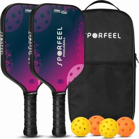 Pickleball Paddles, USAPA Approved Fiberglass Pickleball Paddle Sets, Indoor Outdoor Pickle Ball Sports Accessories, Pickle Ball Set for Men Women Beginners, Includes 4 Balls and 1 Bag