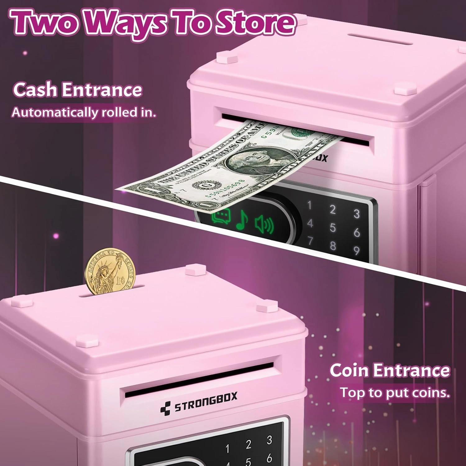 Piggy Bank for Kids, Touchscreen Money Bank Toys for 4 5 6 7 8 9 10 11 12 13 Year Old Boys Gift Ideas, Electronic Money Saving Box for Girls, Birthday Gifts for Boys ATM Machine for Kids