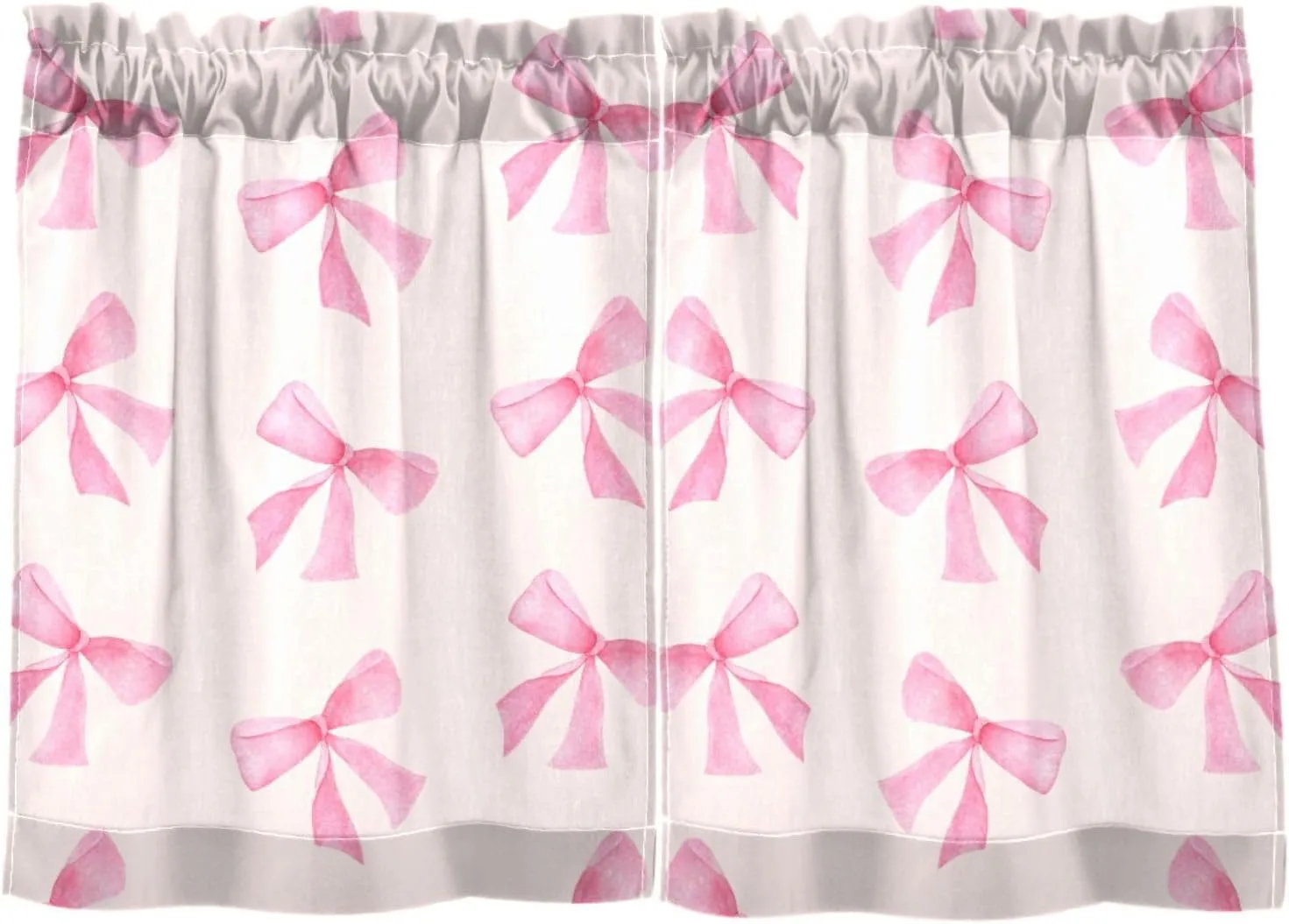 Pink Bow Tier Curtain - Fluffy & Sheer 24 Length