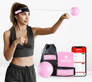 Pink with App, Used by Celebrities - MMA Gear Boxing Ball - Boxing Reflex Ball with Adjustable Strap - Interactive Boxball App Integration - Stocking Stuffer Ideas - 1 Pack