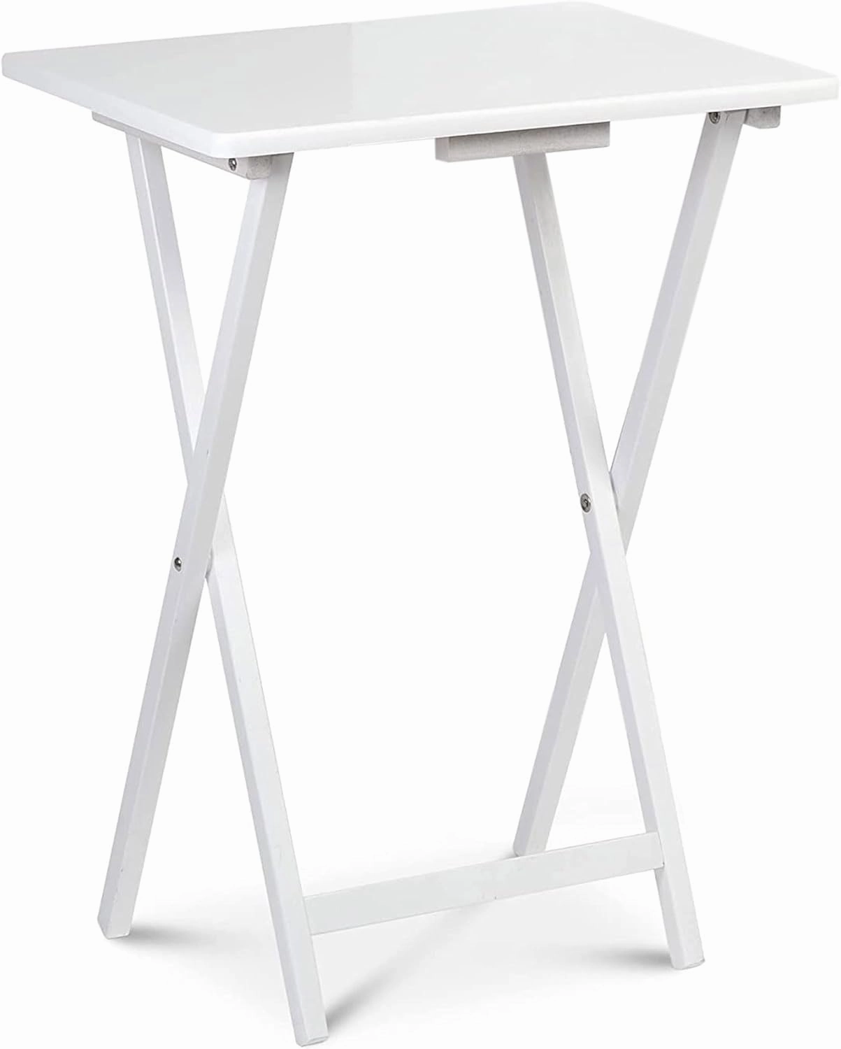 PJ Wood 2 Piece Set, Multifunctional Solid Wood TV Snack Tray Tables for Indoor Use, White