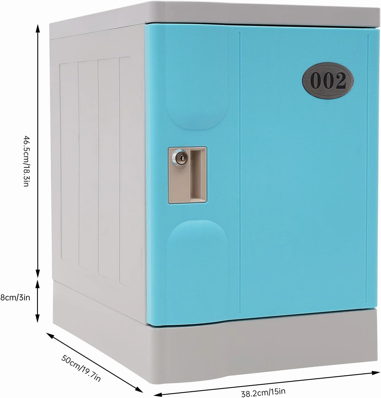 Plastic Locker, Lockable Storage Cabinet 19" with Keys | Great for Kids, Home, School, Office or Outdoor | Toy Box, Footlocker, Bedside Dresser/Nightstand, Sports or Gym (Blue)