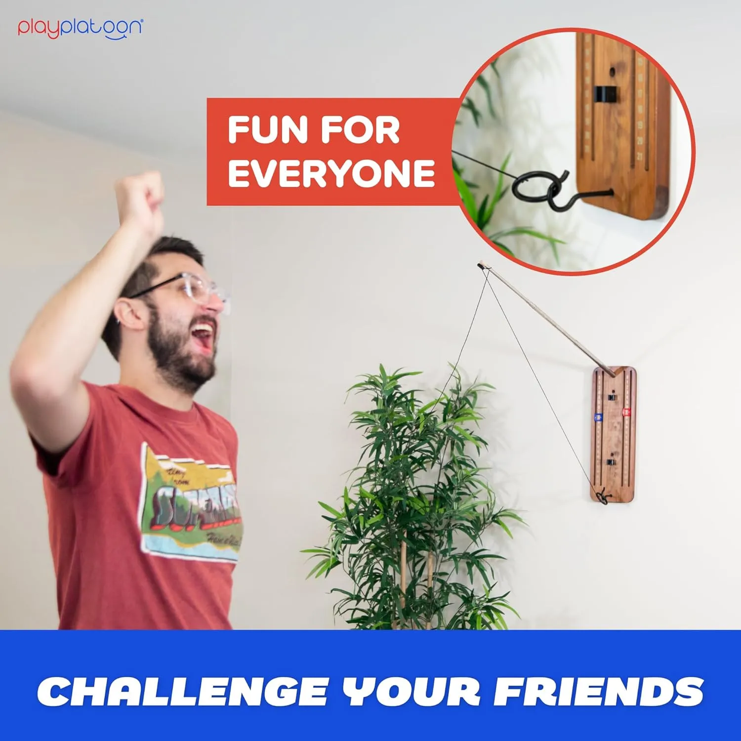Play Platoon Hook and Ring Toss Bar Game for Adults - Wood Toss Ring Game for Adults - Perfect Home, Basements, & Bar Gifts