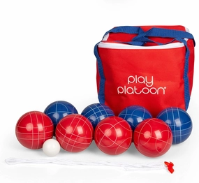 Play Platoon Bocce Ball Set 84mm/90mm/100mm with 8 Premium Bocce Balls, Pallino, Carry Bag & Measuring Rope - Choose Between Classic Resin and Soft Sets