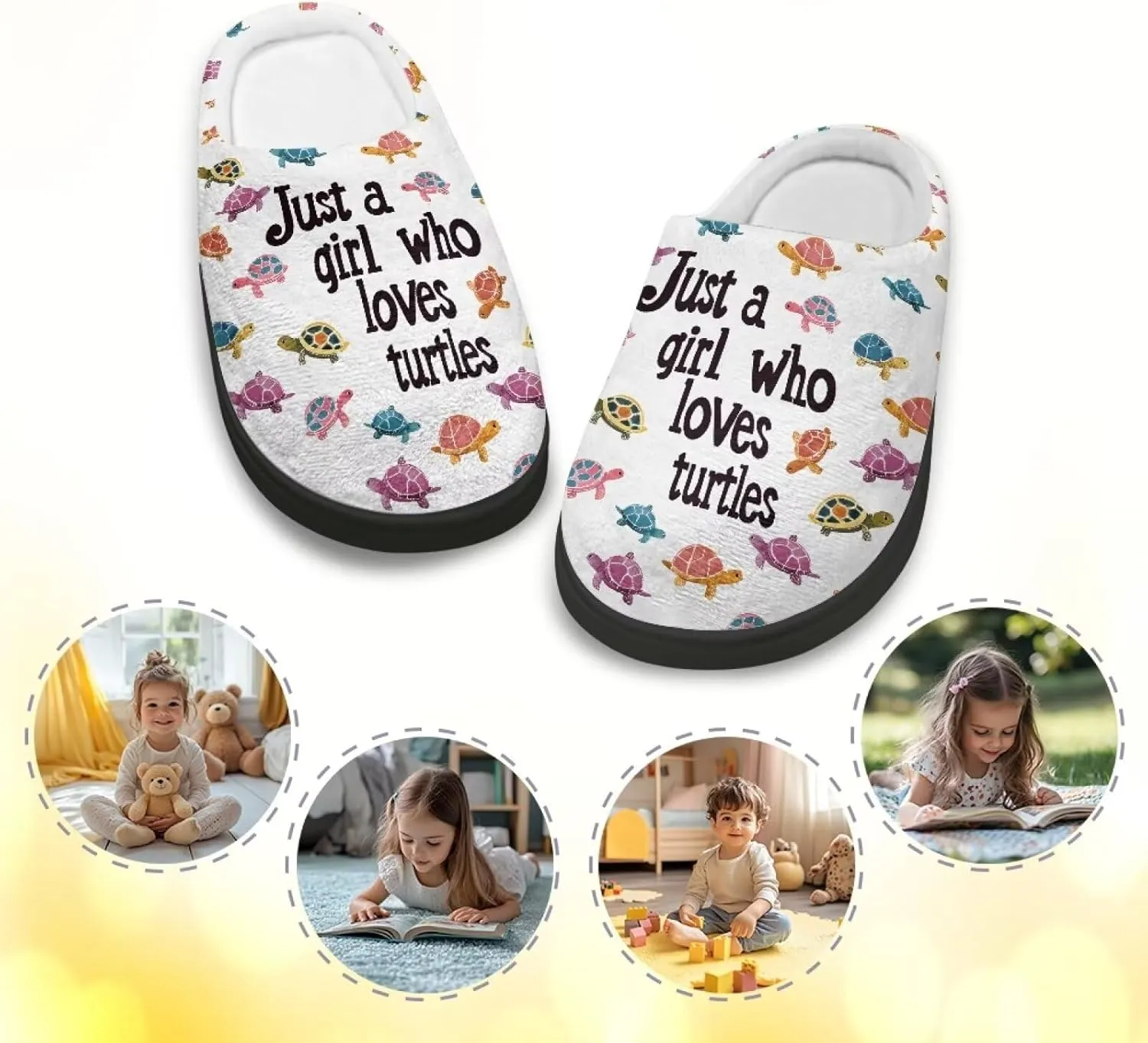 Plush Slippers for Kids House Warm Cozy Fuzzy Non-Slip Cotton Breathable Winter Slippers for Toddler Boys Girls US 9-15