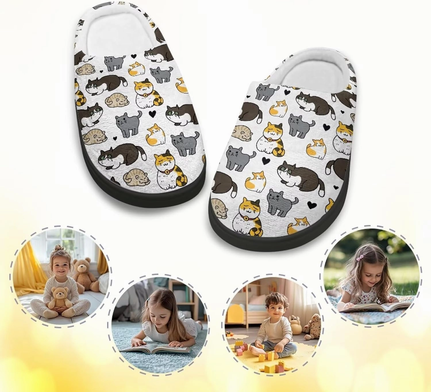 Plush Slippers for Kids House Warm Cozy Fuzzy Non-Slip Cotton Breathable Winter Slippers for Toddler Boys Girls US 9-15