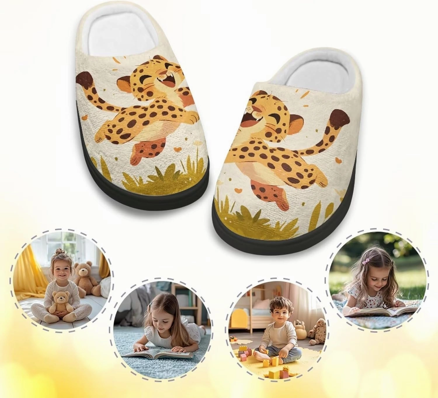 Plush Slippers for Kids House Warm Cozy Fuzzy Non-Slip Cotton Breathable Winter Slippers for Toddler Boys Girls US 9-15