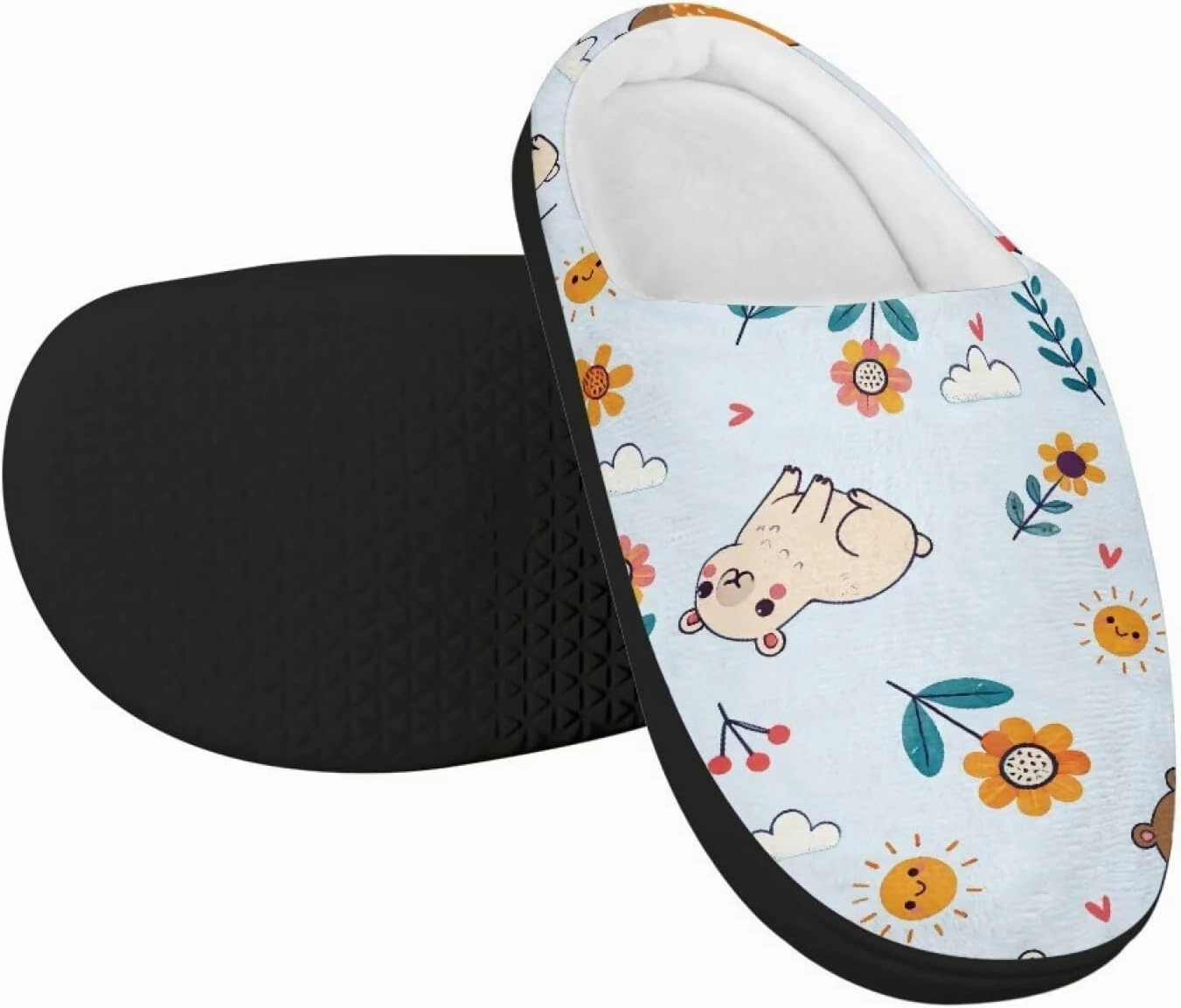 Plush Slippers for Kids House Warm Cozy Fuzzy Non-Slip Cotton Breathable Winter Slippers for Toddler Boys Girls US 9-15