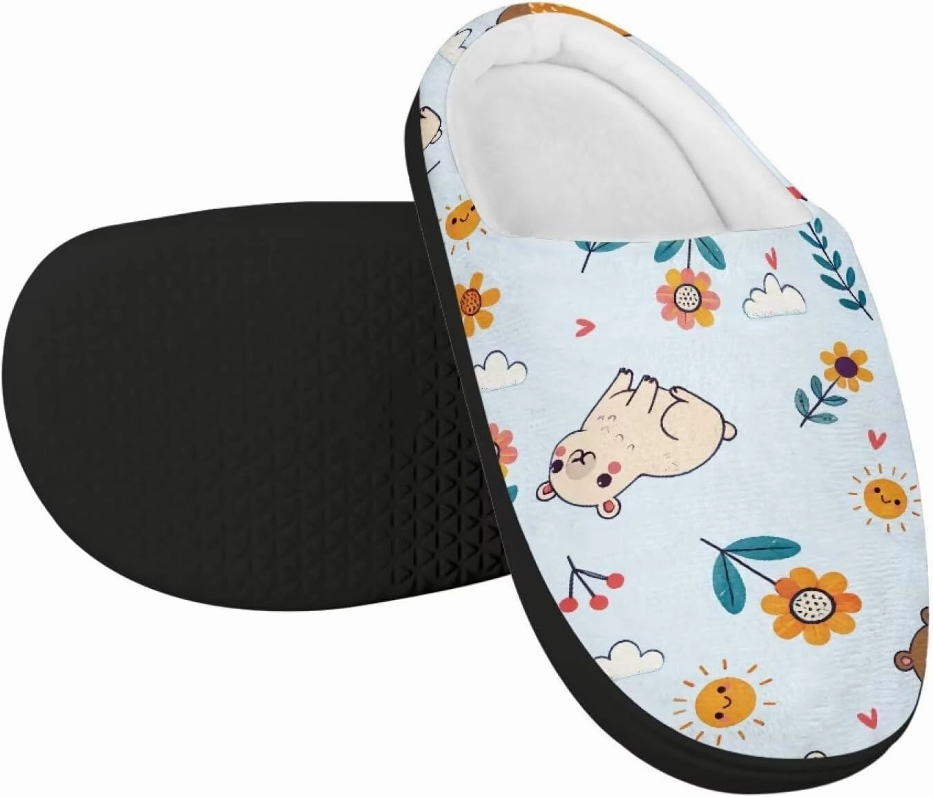 Plush Slippers for Kids House Warm Cozy Fuzzy Non-Slip Cotton Breathable Winter Slippers for Toddler Boys Girls US 9-15