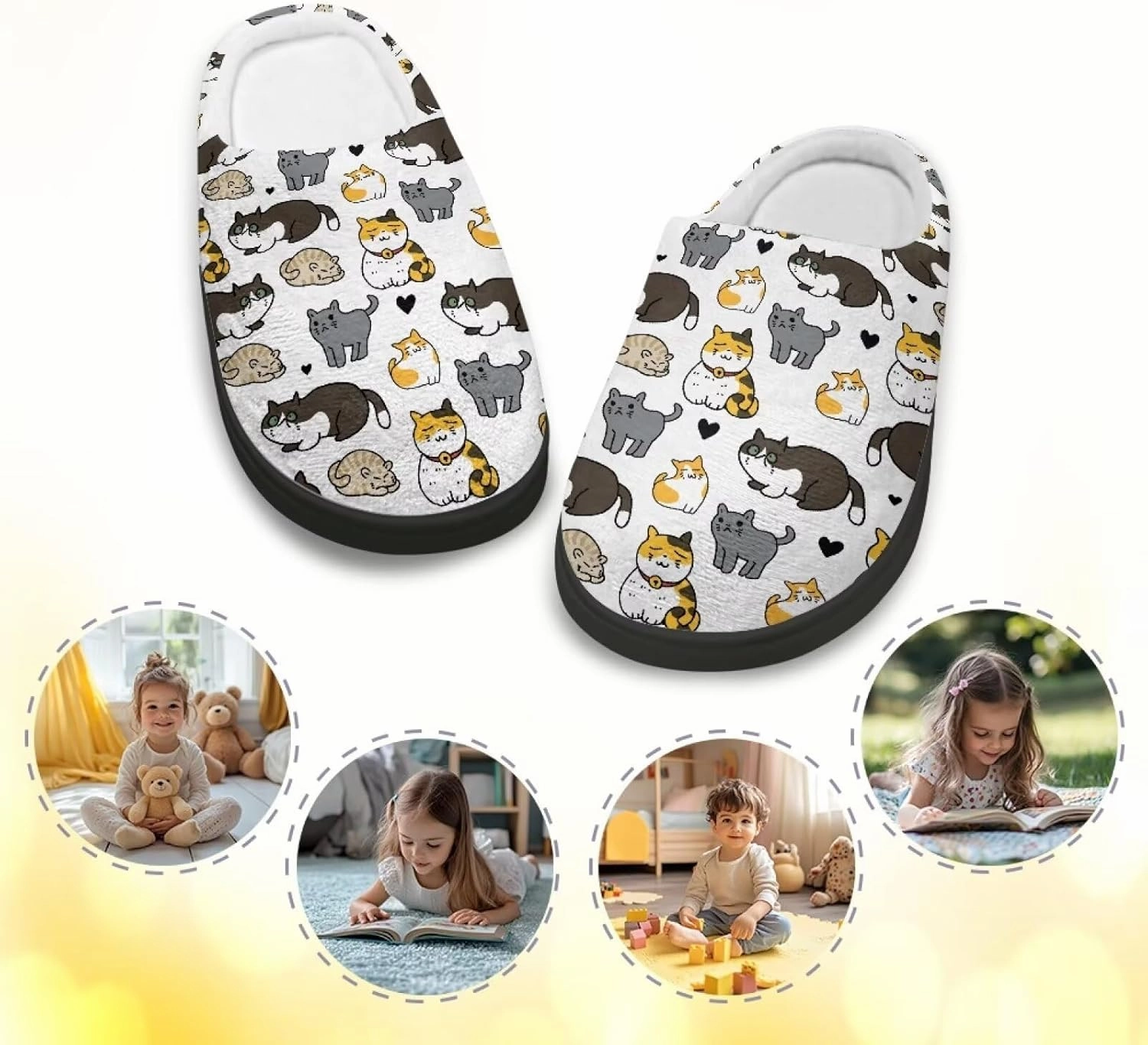 Plush Slippers for Kids House Warm Cozy Fuzzy Non-Slip Cotton Breathable Winter Slippers for Toddler Boys Girls US 9-15