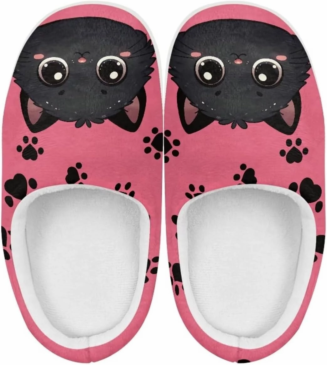 Plush Slippers for Kids Winter Warm Cozy Fuzzy Non-Slip Cotton Breathable House Slippers for Toddler Boys Girls US 9-15