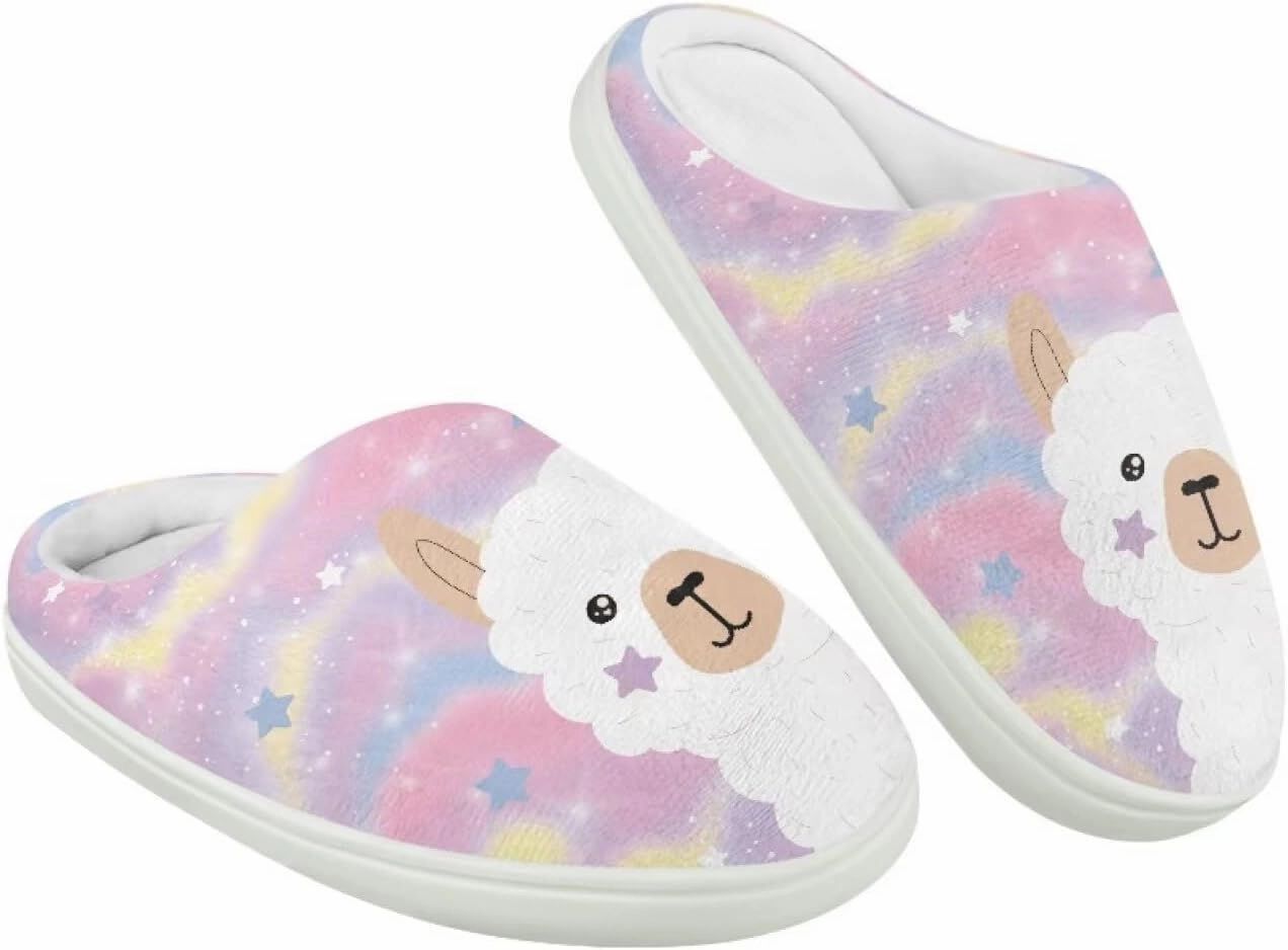 Plush Slippers for Kids Winter Warm Cozy Fuzzy Non-Slip Cotton Breathable House Slippers for Toddler Boys Girls US 9-15