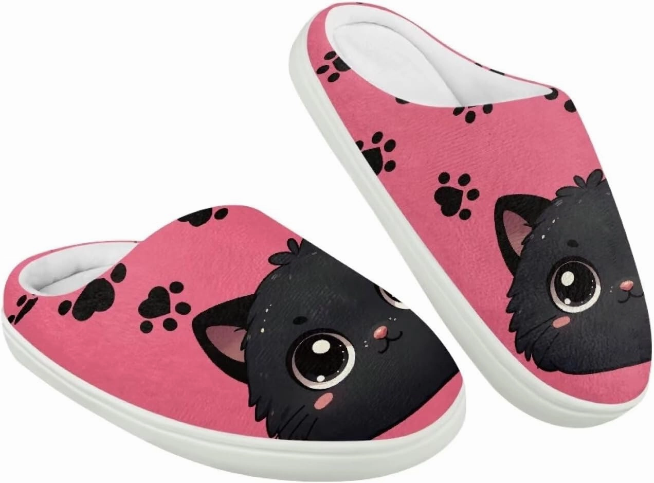 Plush Slippers for Kids Winter Warm Cozy Fuzzy Non-Slip Cotton Breathable House Slippers for Toddler Boys Girls US 9-15