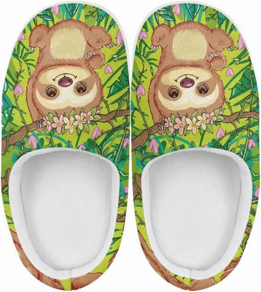 Plush Slippers for Kids Winter Warm Cozy Fuzzy Non-Slip Cotton Breathable House Slippers for Toddler Boys Girls US 9-15