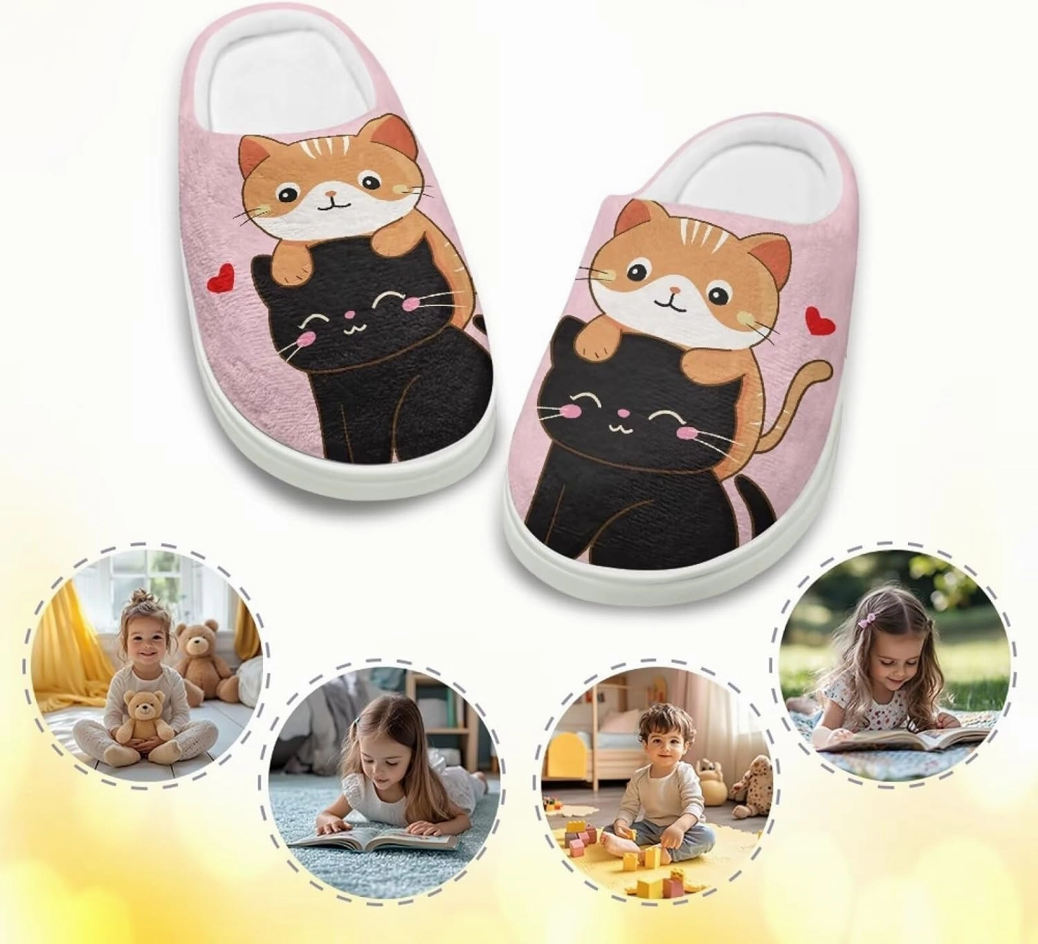 Plush Slippers for Kids Winter Warm Cozy Fuzzy Non-Slip Cotton Breathable House Slippers for Toddler Boys Girls US 9-15