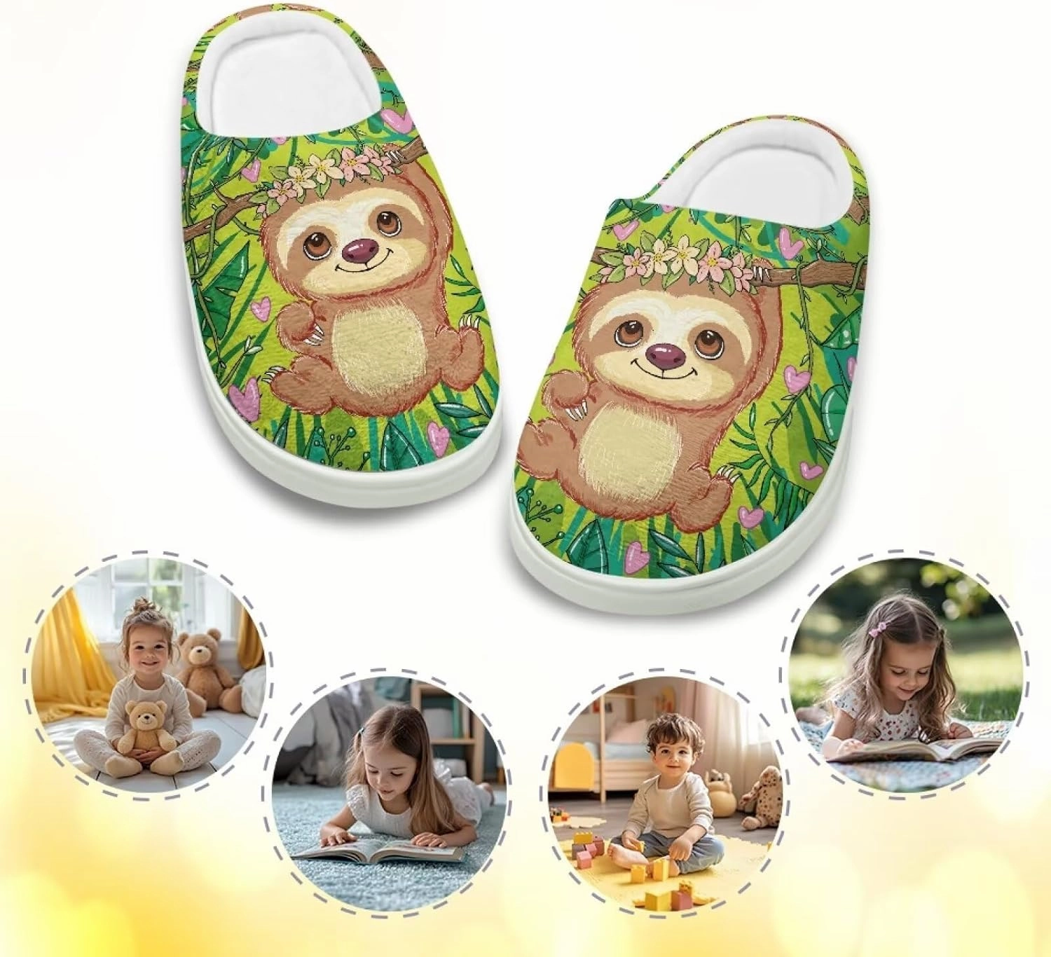 Plush Slippers for Kids Winter Warm Cozy Fuzzy Non-Slip Cotton Breathable House Slippers for Toddler Boys Girls US 9-15