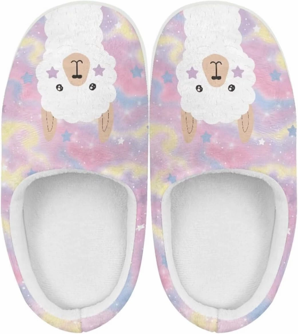 Plush Slippers for Kids Winter Warm Cozy Fuzzy Non-Slip Cotton Breathable House Slippers for Toddler Boys Girls US 9-15