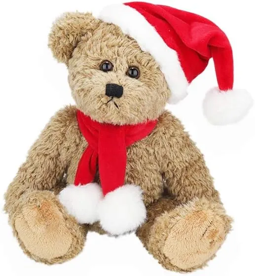 Plushland Santa Christmas Oatmeal Bear - Best Holiday Toy Gift for Kids