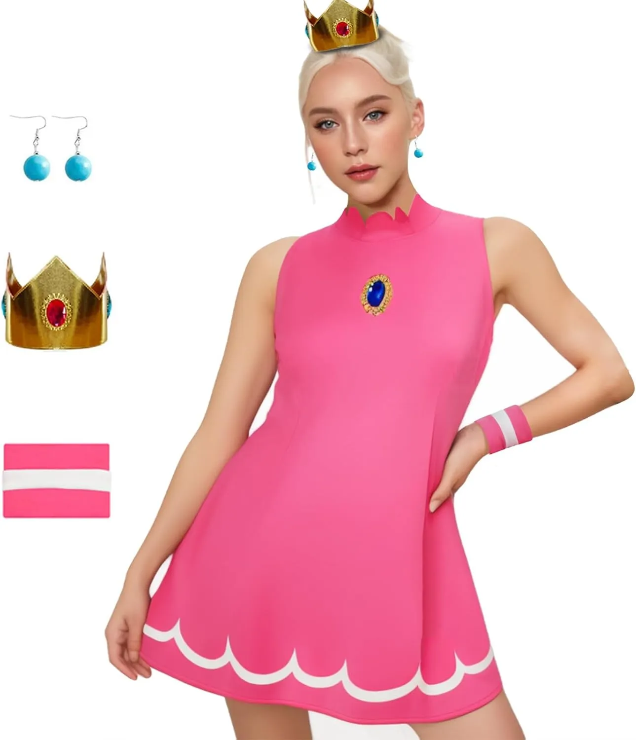 Poboola Women's Halloween Costume Princess Short Sleeve Tennis Sleeveless Cosplay Dress Classic Sport Outfit for Women