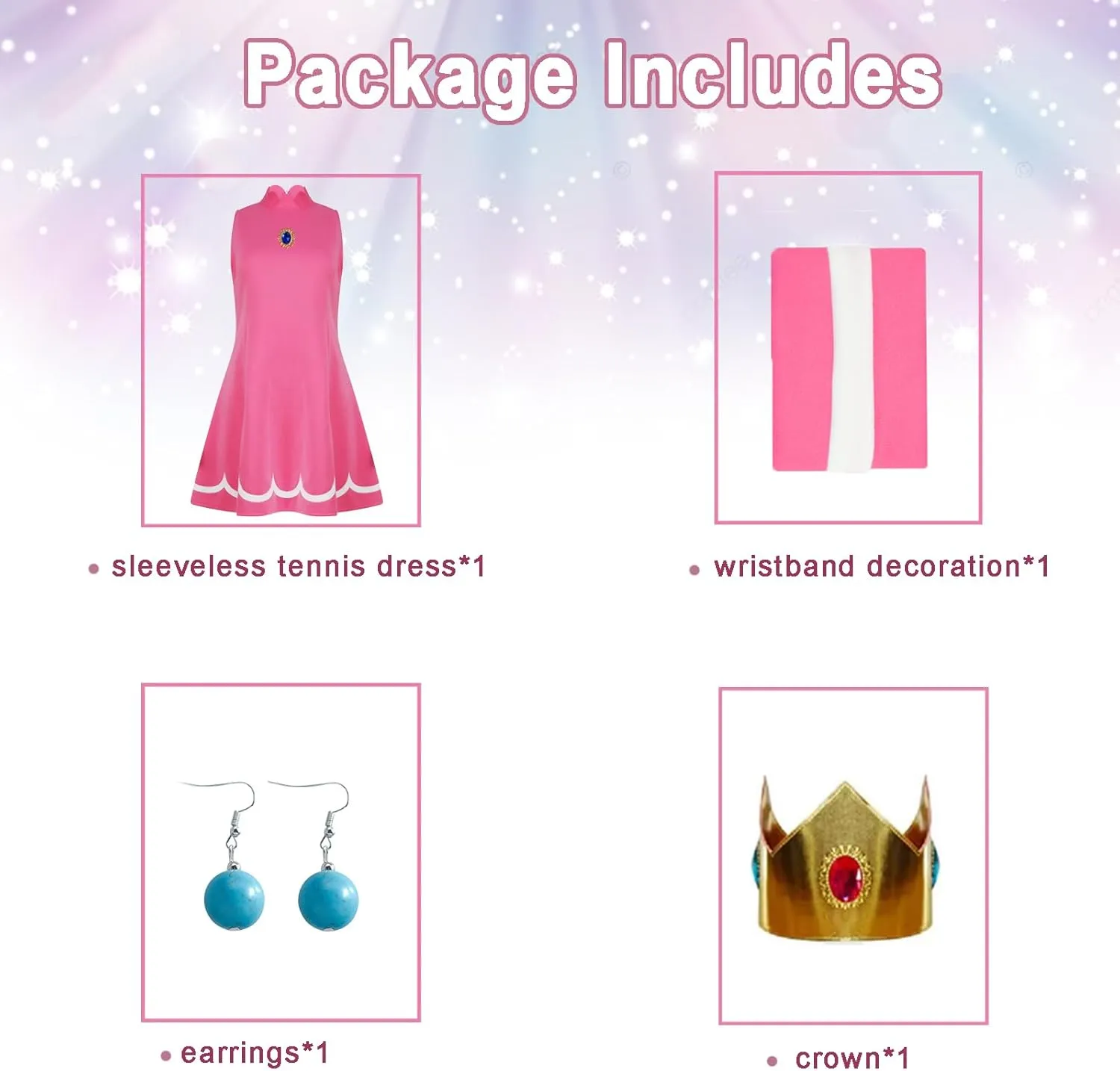 Poboola Women's Halloween Costume Princess Short Sleeve Tennis Sleeveless Cosplay Dress Classic Sport Outfit for Women