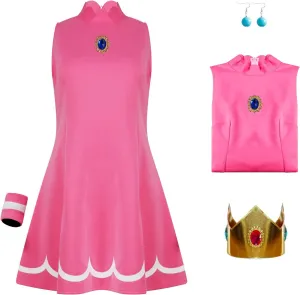 Poboola Women's Halloween Costume Princess Short Sleeve Tennis Sleeveless Cosplay Dress Classic Sport Outfit for Women