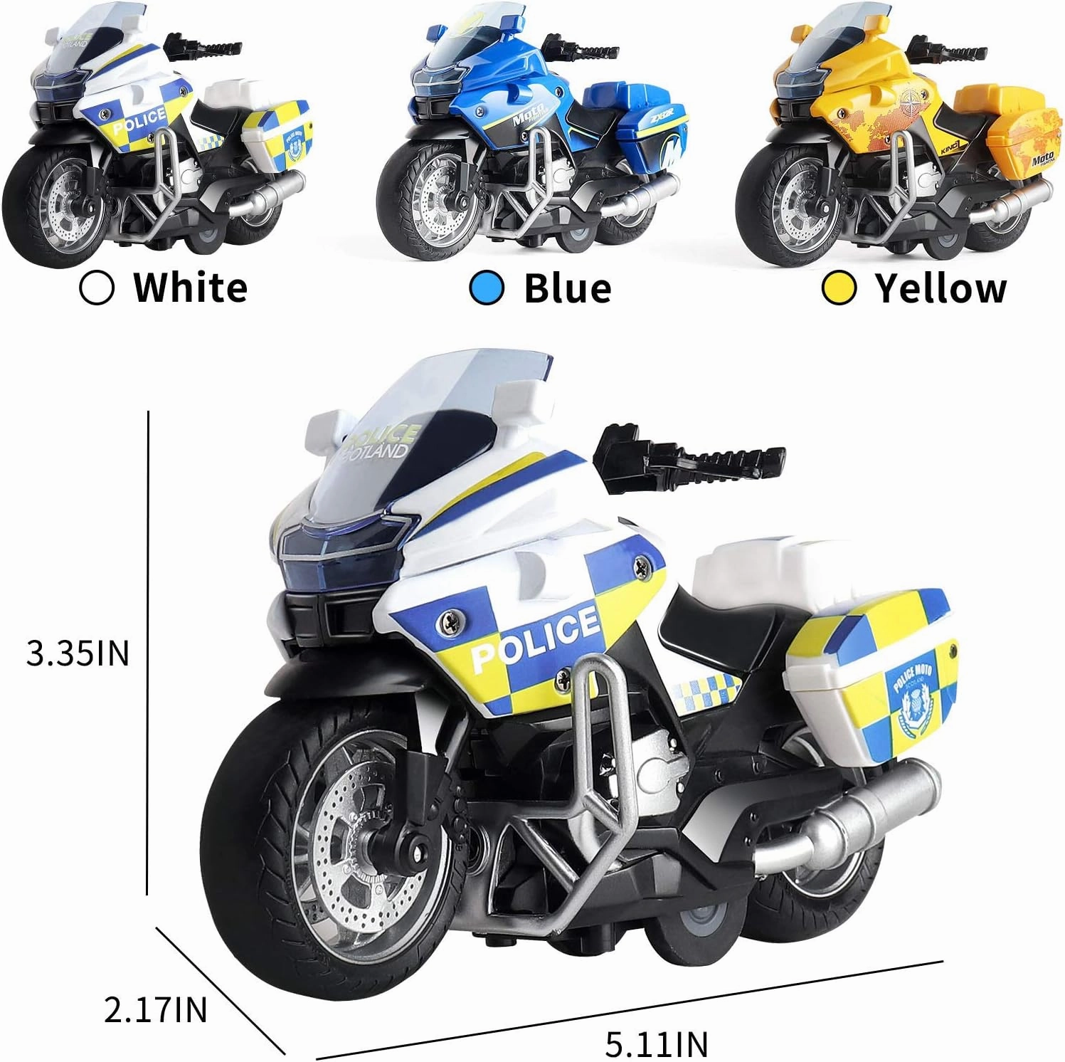 Police Motorcycle Toy - Pull Back Toy Motorcycle with Sound and Light Toy,Toy Motorcycles for Boy,Toys for 3-9 Year Old Boys (Blue)
