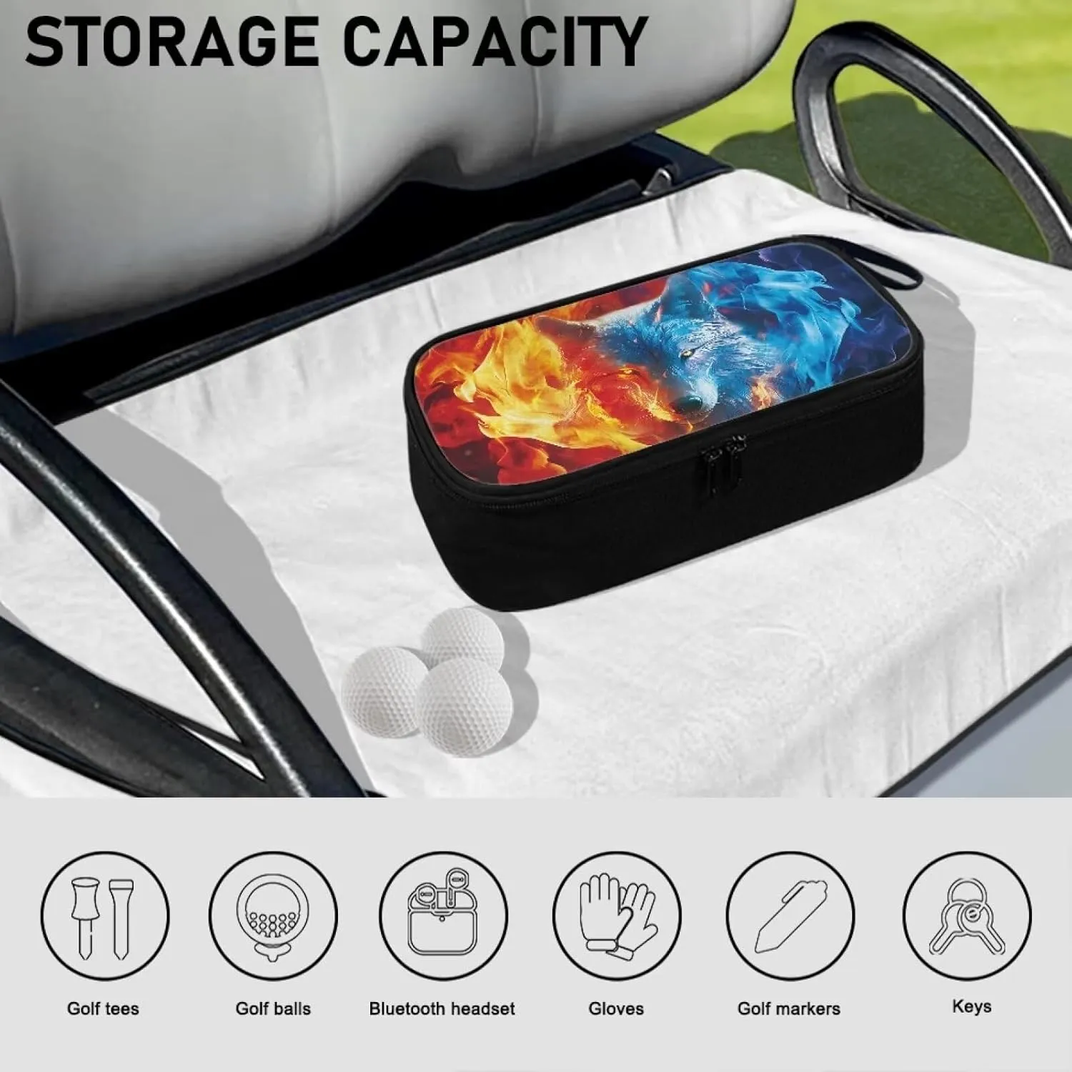 Polyester Golf Accessory Bag Durable Golf Tee Organizer Bag for Men and Women with Multi-Compartment for Ball