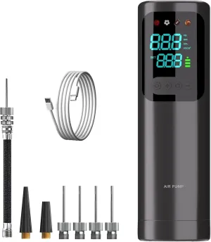 Portable Ball Pump, Air Pump with 4 Needles 2 Nozzle 1 Extension Hose Great for Basketball Football Volleyball Soccer