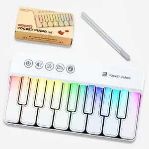 Portable Light Up Kids Piano Keyboard for 3-7 Year Old,Mini Electronic PianoKeyboard One Click Switching Between 3 Different Tones ,Toddler Piano Travel Toys for Trip Home Camping Outdoors (White)