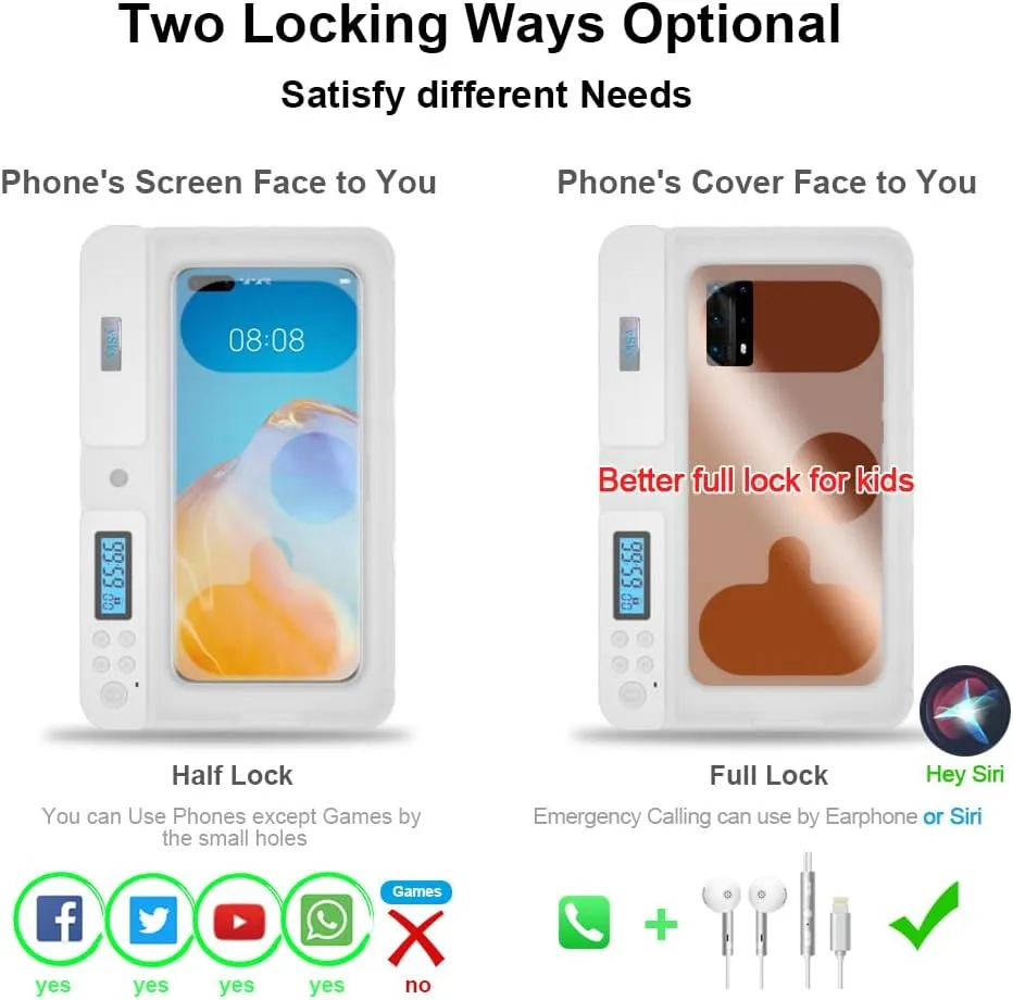 Portable Smart Auto Phone Timer Lock Box for iPhone and Android Phones, Self-Control Timer Locker to Help Kids,Students, Adults Focus Back,Prevent Excessive Games, Mobile Phone Addiction(New)