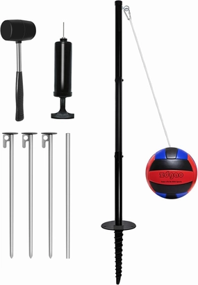 Portable Tetherball Set with Tetherball Ball, Rope and Pole, Heavy Duty Tetherball Pole Set for Family Fun, Outdoor Game Fun for Adults Backyard, Lawn, Sand and Beach