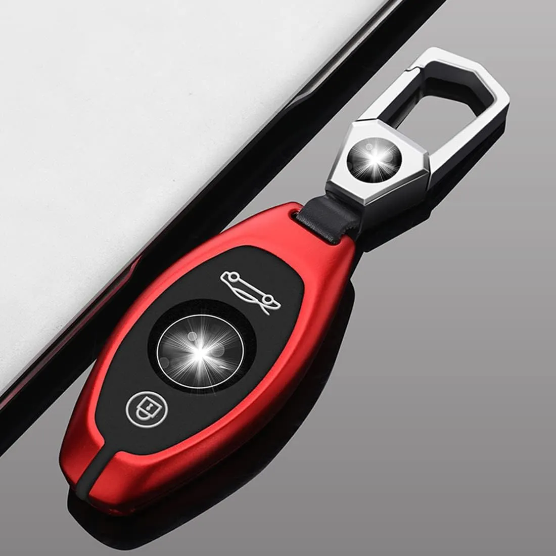 Premium Aluminum Alloy Key Fob Cover Case for Mclaren 675LT 625C 600LT 570GT 720S With Key Chain Red