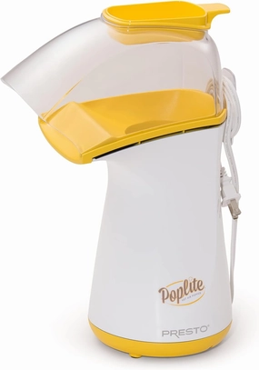 Presto 04820 Poplite Hot Air Popcorn Popper - Built-In Measuring Cup   Melts Butter, Easy to Clean, Built-In Cord Wrap, 18 Cups, Yellow