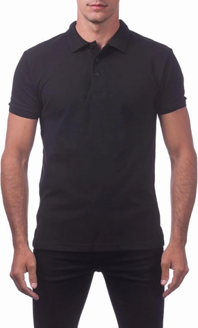 Pro Club Men's Pique Polo Cotton Short Sleeve Shirt, Black, Small