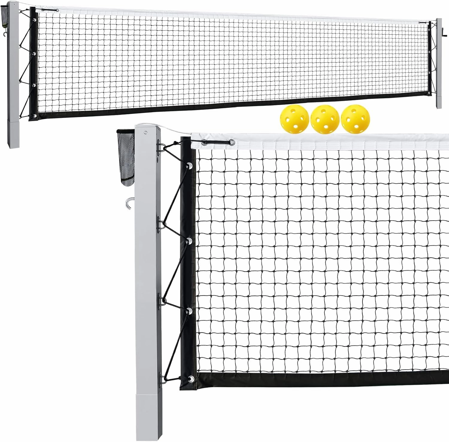 Pro Pickleball Net Portable with Wheels – 22ft Heavy Duty Pickleball Net System with Sturdy Aluminum Frame for Outdoor & Indoor – Nylon Net & Carrying Bag for Pickleball, Tennis, Badminton