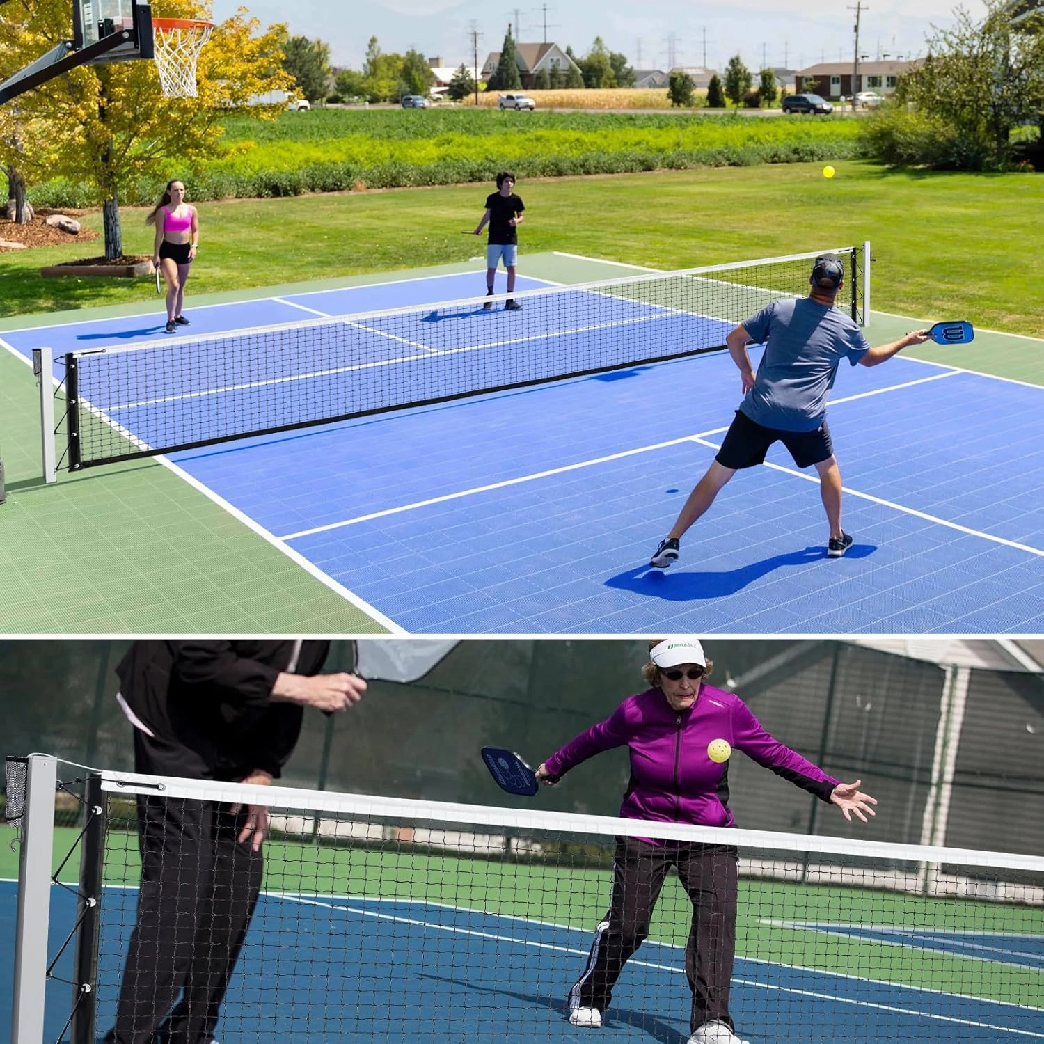 Pro Pickleball Net Portable with Wheels – 22ft Heavy Duty Pickleball Net System with Sturdy Aluminum Frame for Outdoor & Indoor – Nylon Net & Carrying Bag for Pickleball, Tennis, Badminton