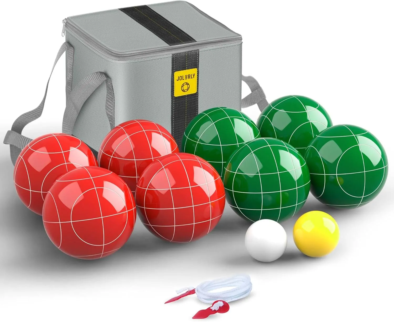 Professional Grade 107mm Bocce Ball Game Set Regulation Size and Weight 920g for Official Tournaments (Red and Green)