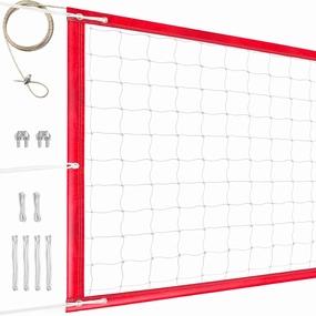Professional Volleyball Net Outdoor Heavy Duty, All Weather Enhanced, Extended Stainless Steel Cable, Extra Thick Borders, for Backyard Beach Pool Indoor Outdoor- Regulation 32x3FT (Net Only)