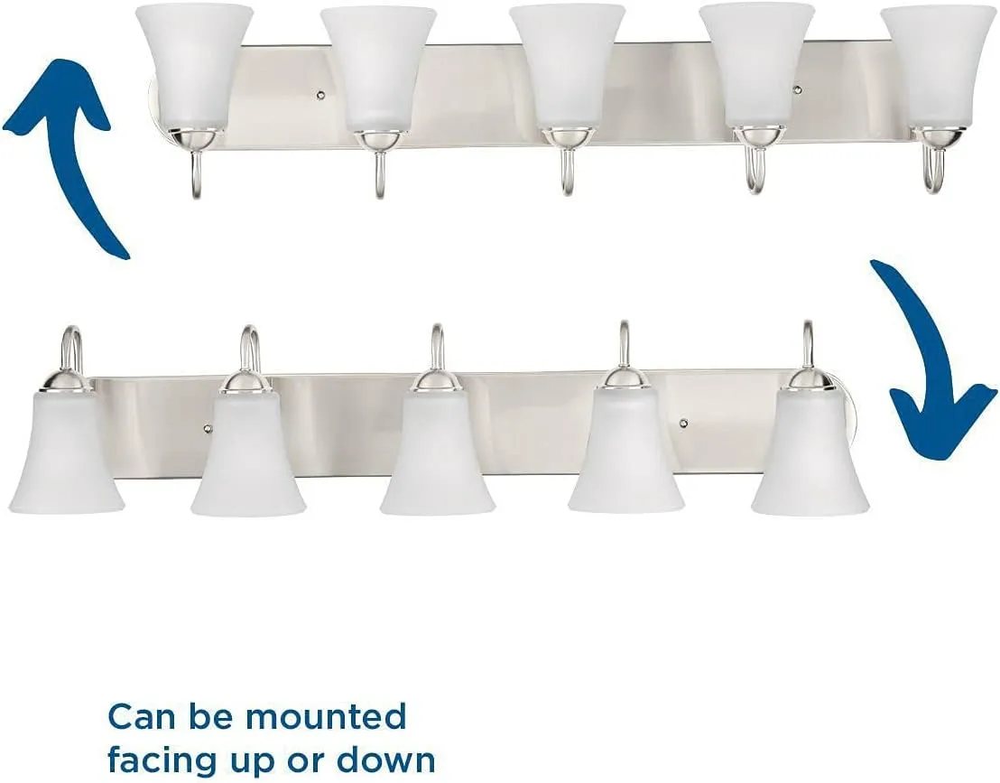 Progress Lighting Classic Collection 5-Light Etched Glass Traditional Bath Vanity Light Brushed Nickel