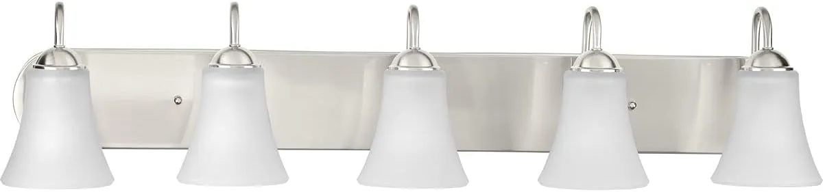 Progress Lighting Classic Collection 5-Light Etched Glass Traditional Bath Vanity Light Brushed Nickel
